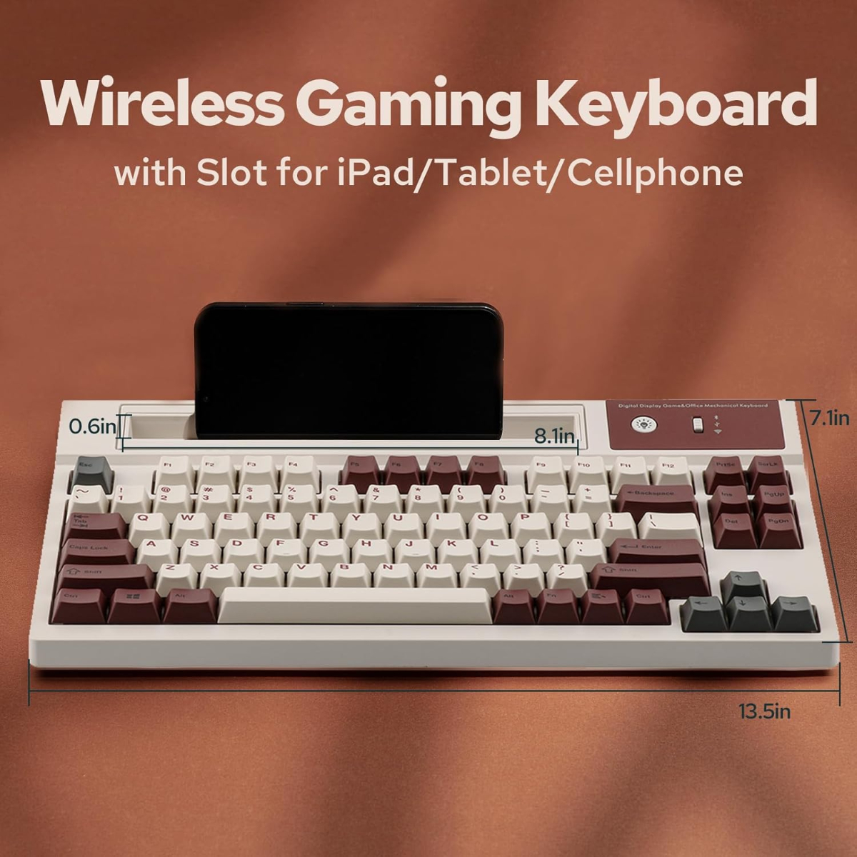 EPOMAKER DynaTab75 Wireless Gaming Keyboard with Slot for iPad Tablet, Hot-swap Gasket Mechanical Keyboard, 2.4G/USB-C/BT5.0 Creamy Keyboard, RGB, Fast Charge Flamingo Switch