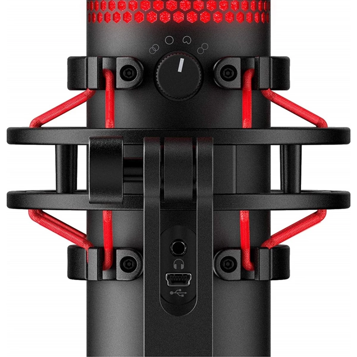 HyperX QuadCast USB Condenser Gaming Microphone for PC PS5 PS4 Mac Computer Streaming Recording Podcast Mic Tap to Mute LED Indicator Four Polar Patterns Shock Mount Pop Filter, Red