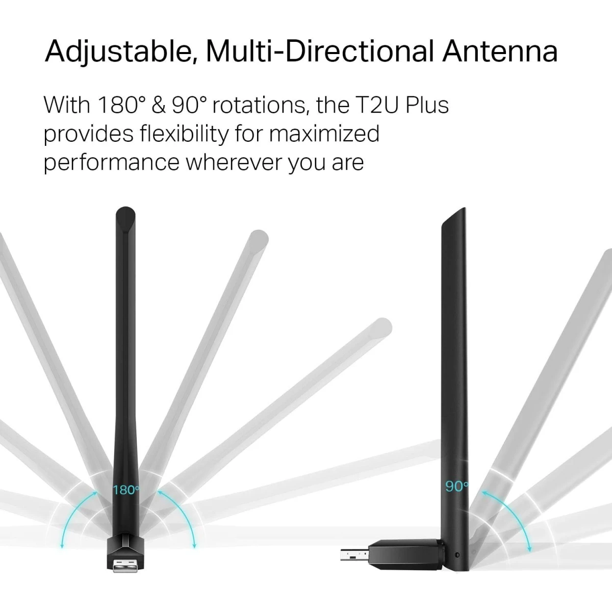 TP-Link Archer T2U Plus AC600 USB WiFi Adapter for PC with 2.4GHz, 5GHz High Gain Dual Band 5dBi Antenna, Supports Win & Mac