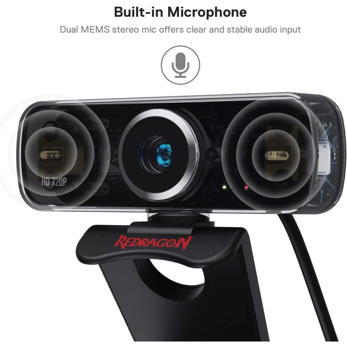 Redragon GW600 720P Microphone 360-Degree Rotation 2.0 USB WebCam