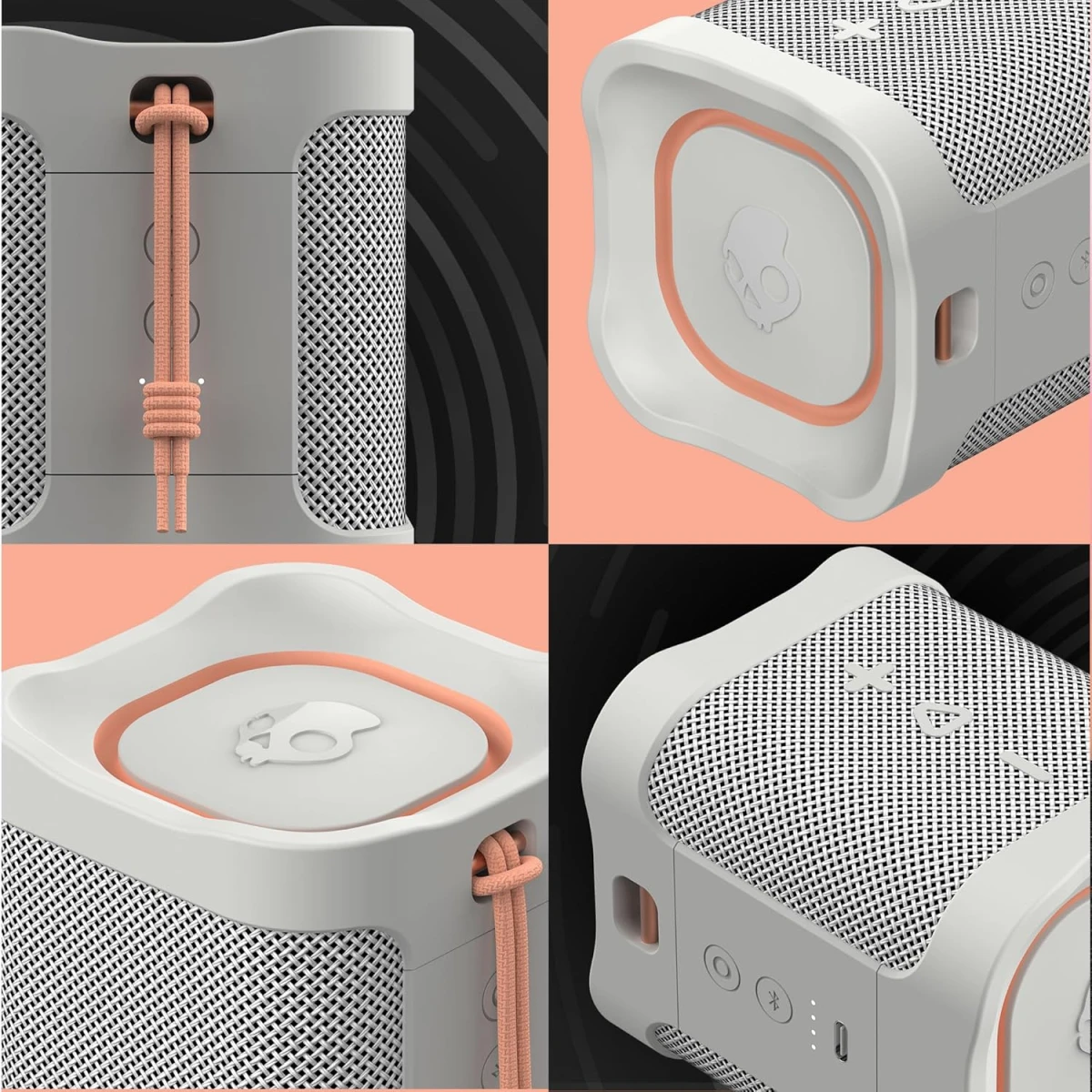 Skullcandy Terrain Mini Wireless Bluetooth Speaker - IPX7 Waterproof Portable with Dual Custom Passive Radiators, 14 Hour Battery, Nylon Wrist Wrap, & True Stereo - Bone hover