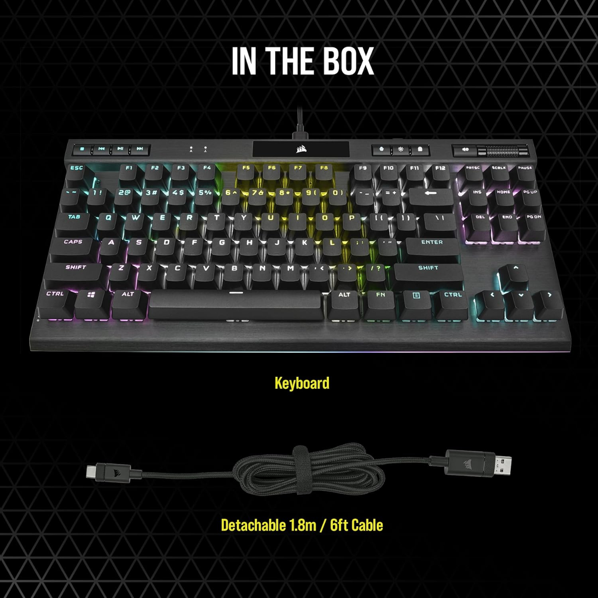 CORSAIR K70 RGB TKL – Champion Series Tenkeyless Optical-Mechanical Gaming Keyboard - OPX RGB Optical- Mechanical Keyswitches,LINEAR & HYPER-FAST Black