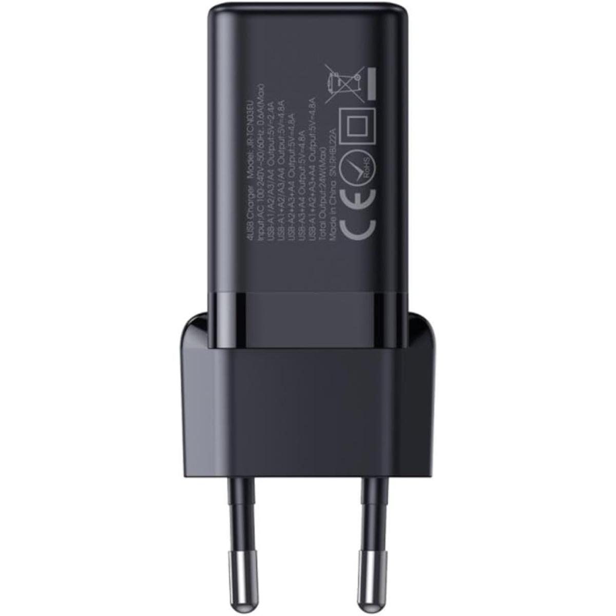 Joyroom JR-TCN03 Charger 4 USB Ports EU Plug 4.8A 24W - Black