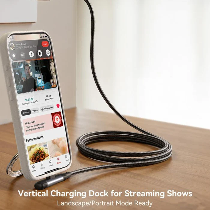 JOYROOM S-A56 USB to Lightning 3A 90° Fast Charging Cable 1.2m