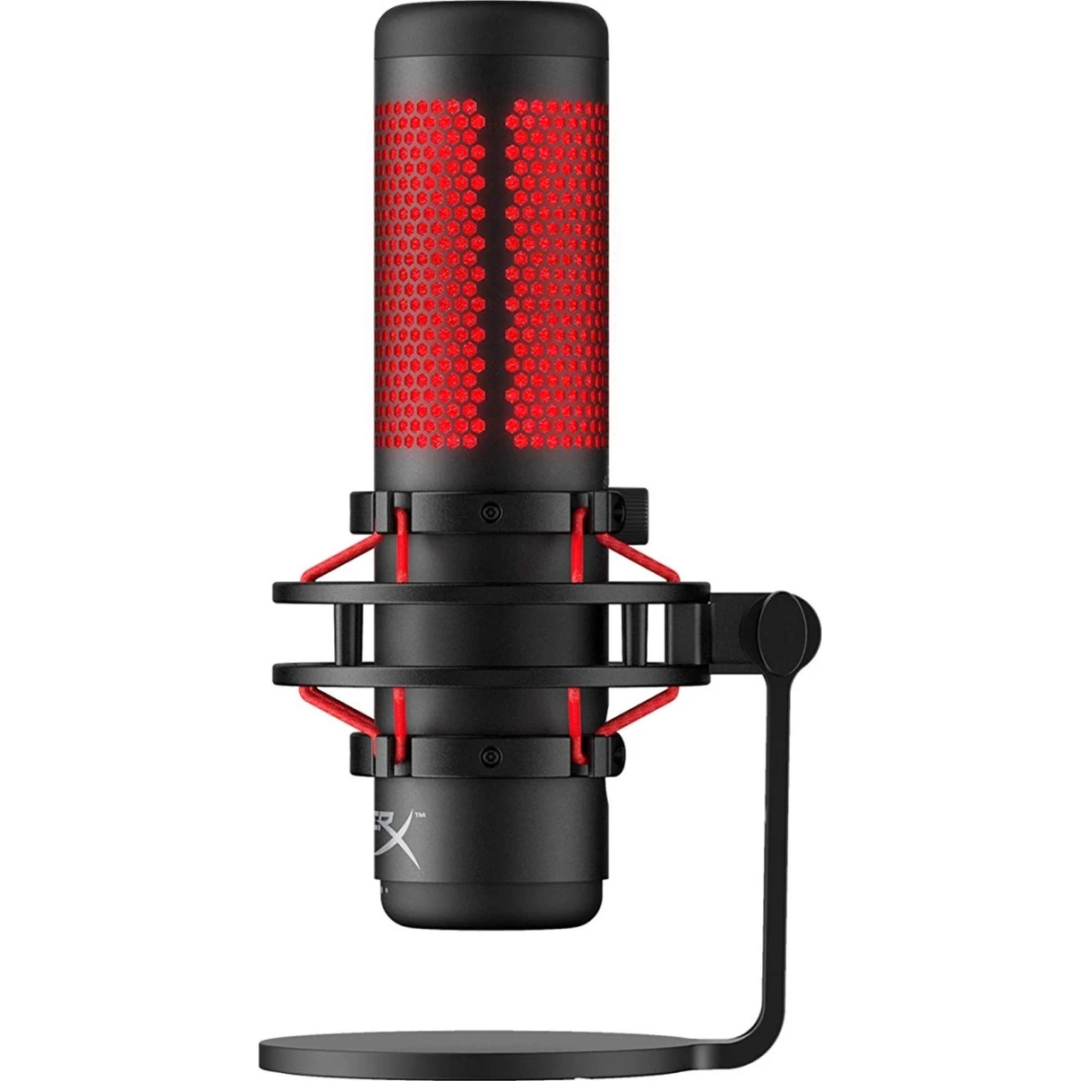 HyperX QuadCast USB Condenser Gaming Microphone for PC PS5 PS4 Mac Computer Streaming Recording Podcast Mic Tap to Mute LED Indicator Four Polar Patterns Shock Mount Pop Filter, Red
