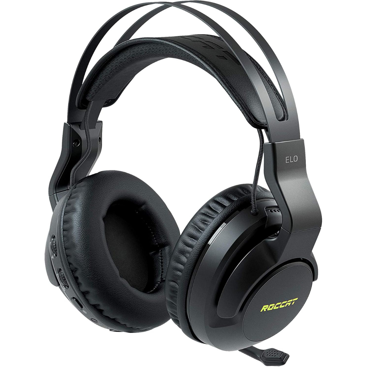 ROCCAT Elo 7.1 Air PC Wireless Gaming Headset, Surround Sound Headphones with Detachable Noise Cancelling Microphone, 50mm Drivers, 24 Hr Battery Life, RGB Lighting, Black