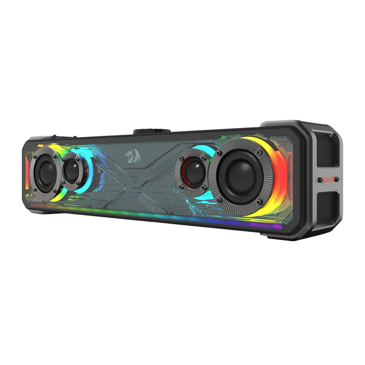 Redragon GS817 RGB Desktop Soundbar, 2.0 Channel Stereo Speakers for Desktop w/Massive 30W Max Power, Touch-Control, Bluetooth 5.3 & 3.5mm AUX Inputs, Black