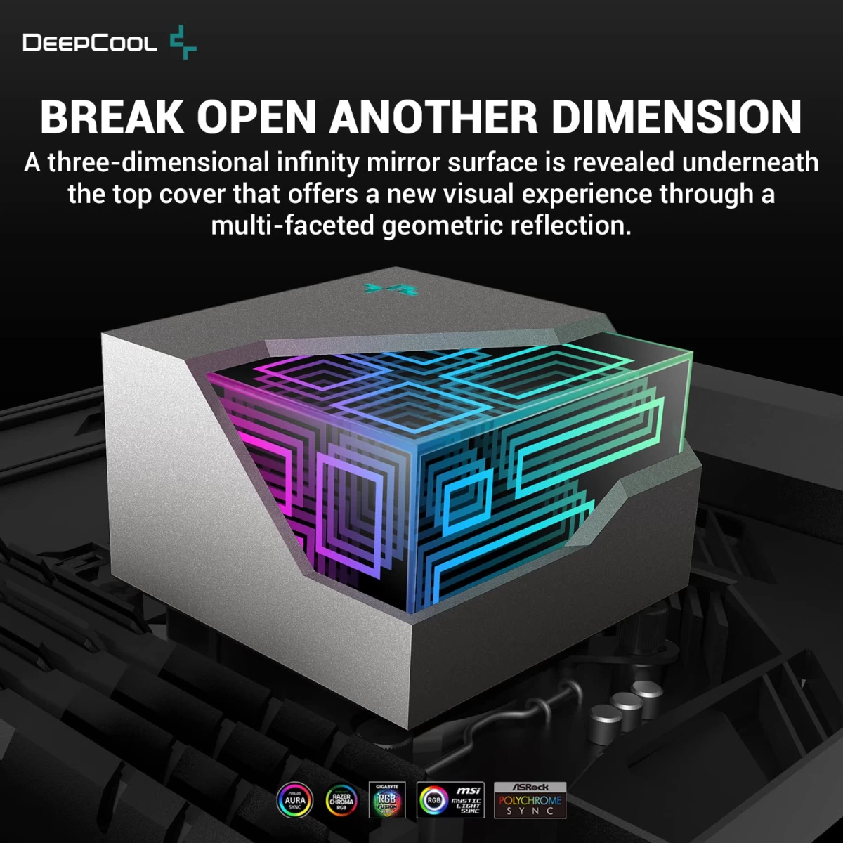 DeepCool Liquid Cooler LT520 4th Gen Dual-Chamber Pump 3100RPM Multidimensional Infinity Mirror ARGB Block 280w TDP AIO Cooler
