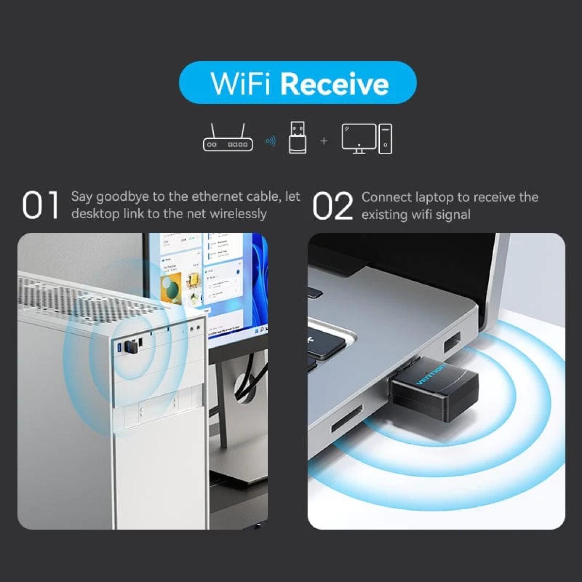 Vention USB Wi-Fi AC650 Dual Band Adapter 2.4G/5G