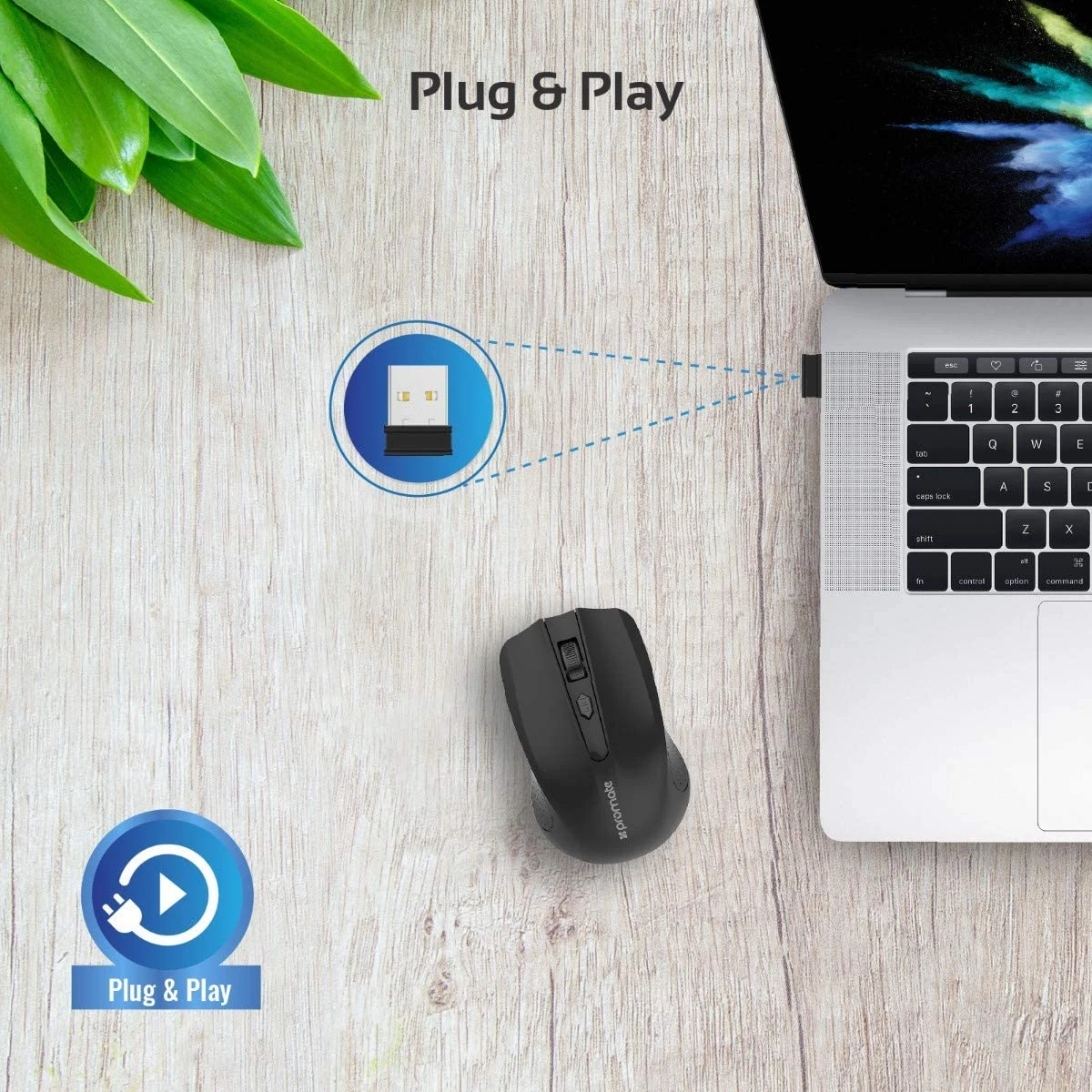 Promate CLIX-8 Optical Wireless Mouse w/ USB Nano Receiver 10m Working Distance Auto Sleep Function & 3 Adjustable DPI Level Mac , Windows