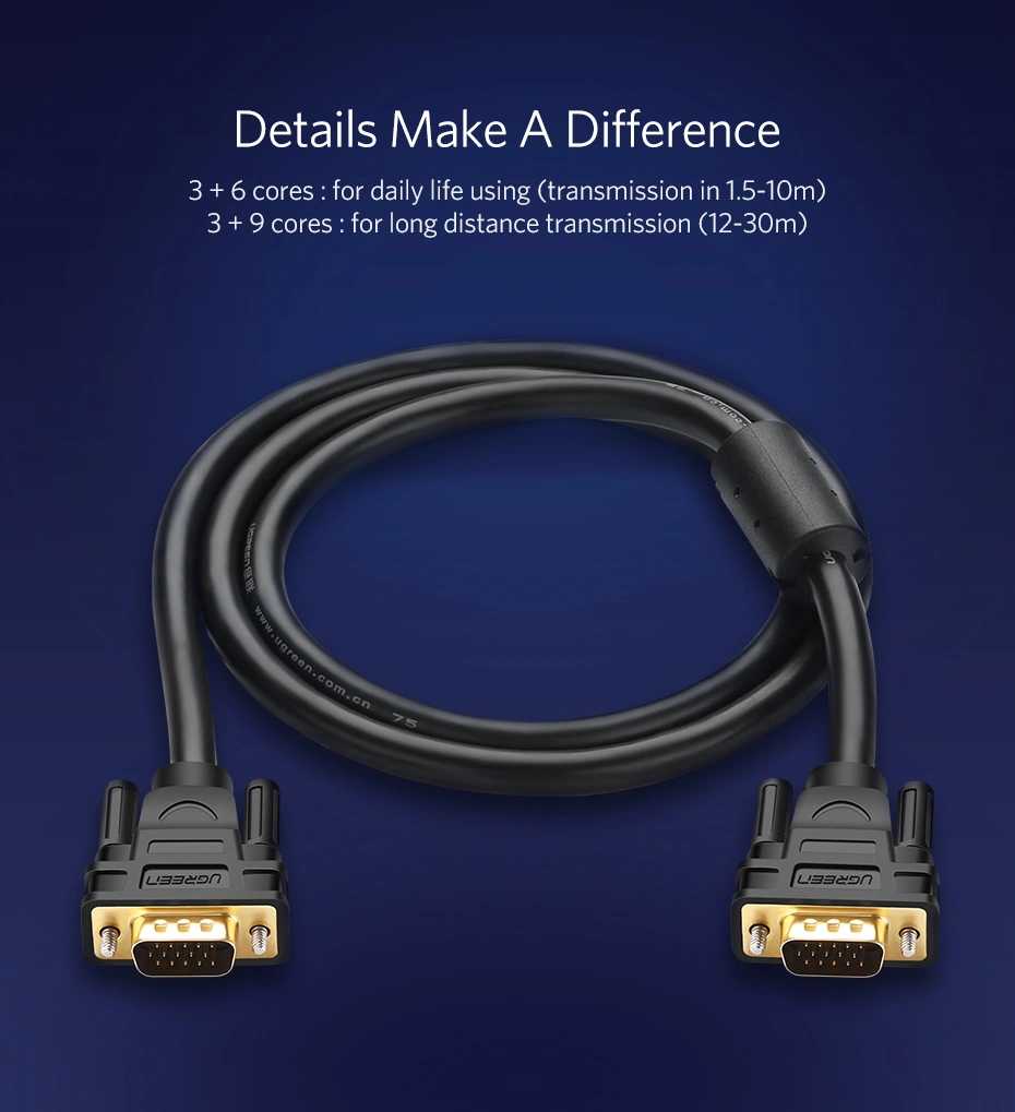 UGREEN 1.5 Meter VGA Male to Male 1080P@60Hz Cable – VG101 - 11630