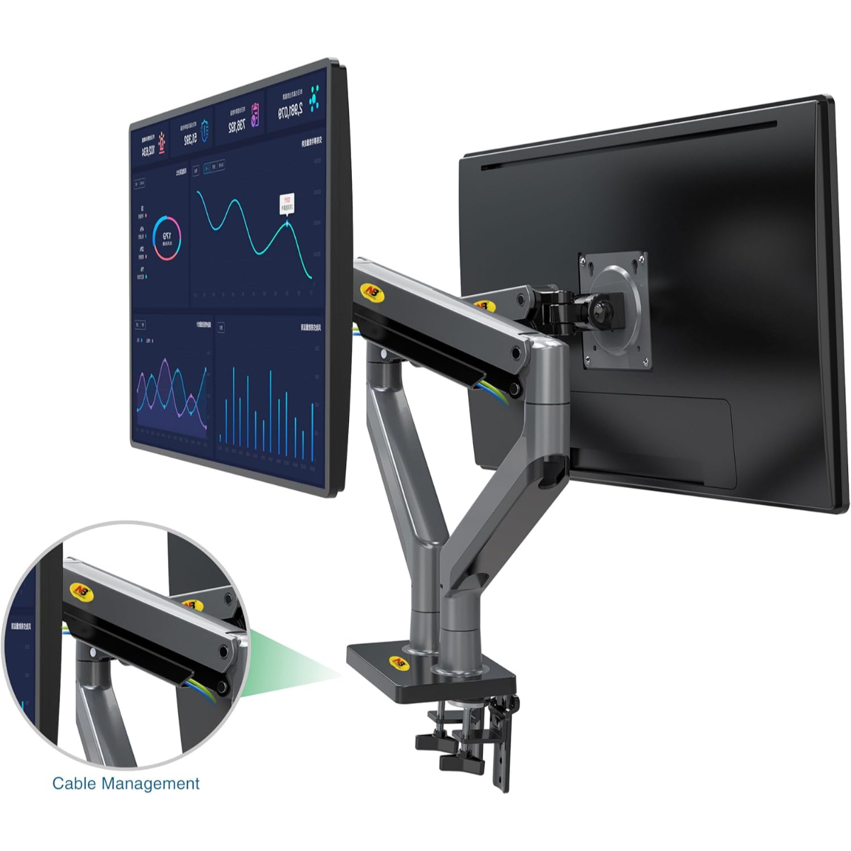 NB North Bayou Dual Monitor Arm Ultra Wide Full Motion Swivel Monitor Mount for 22''-32'' Monitors Load Capacity from 4.4 to 26.4lbs for Each Arm Height Adjustable Monitor Stand G35 hover