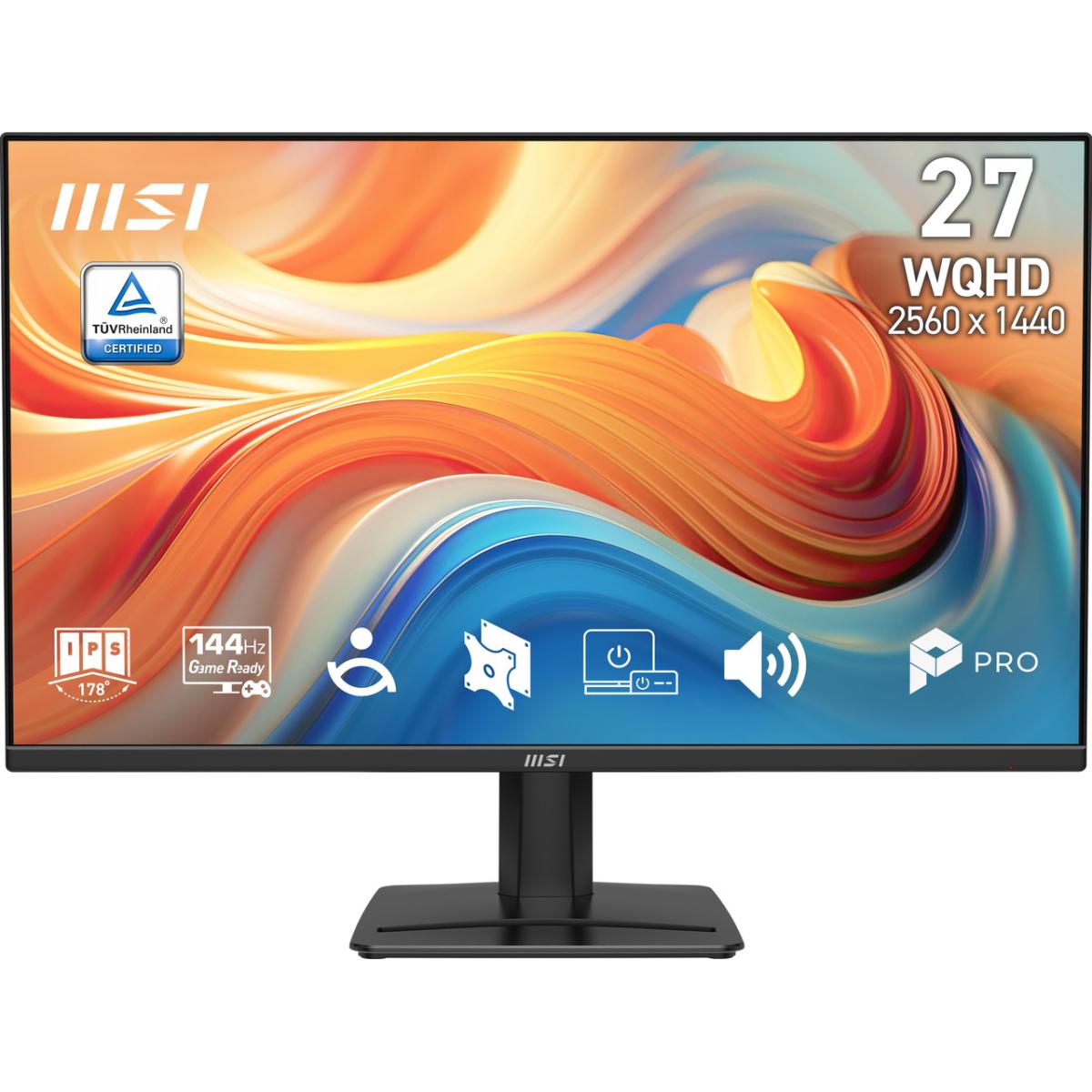 MSI PRO MP275Q E14 Office Monitor 27" IPS QHD 2K 144Hz MSI EyesErgo & Eye-Q Technology w/ Built-in Speakers & Display Port & HDMI - Black