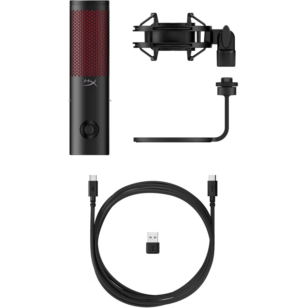 HP HyperX QuadCast 2 (2024) USB Hi-Res Studio-Quality Recording MIC On-Board Controls Mic Status LED - Black
