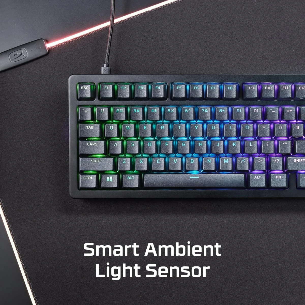 HyperX Alloy Rise 75 Mechanical Ultra-Customizable Hot-Swappable Switches Ambient Light Sensor Gasket Mounted Linear Switches