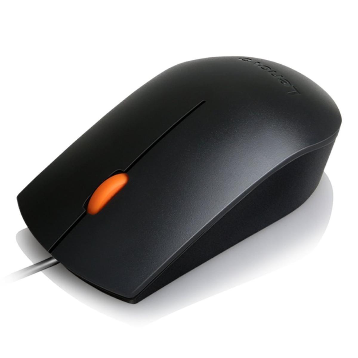Lenovo 300 Wired Plug & Play USB Mouse, High resolution 1600 DPI Optical Sensor, 3-button design with clickable scroll wheel, Ambidextrous, Ergonomic mouse for comfortable