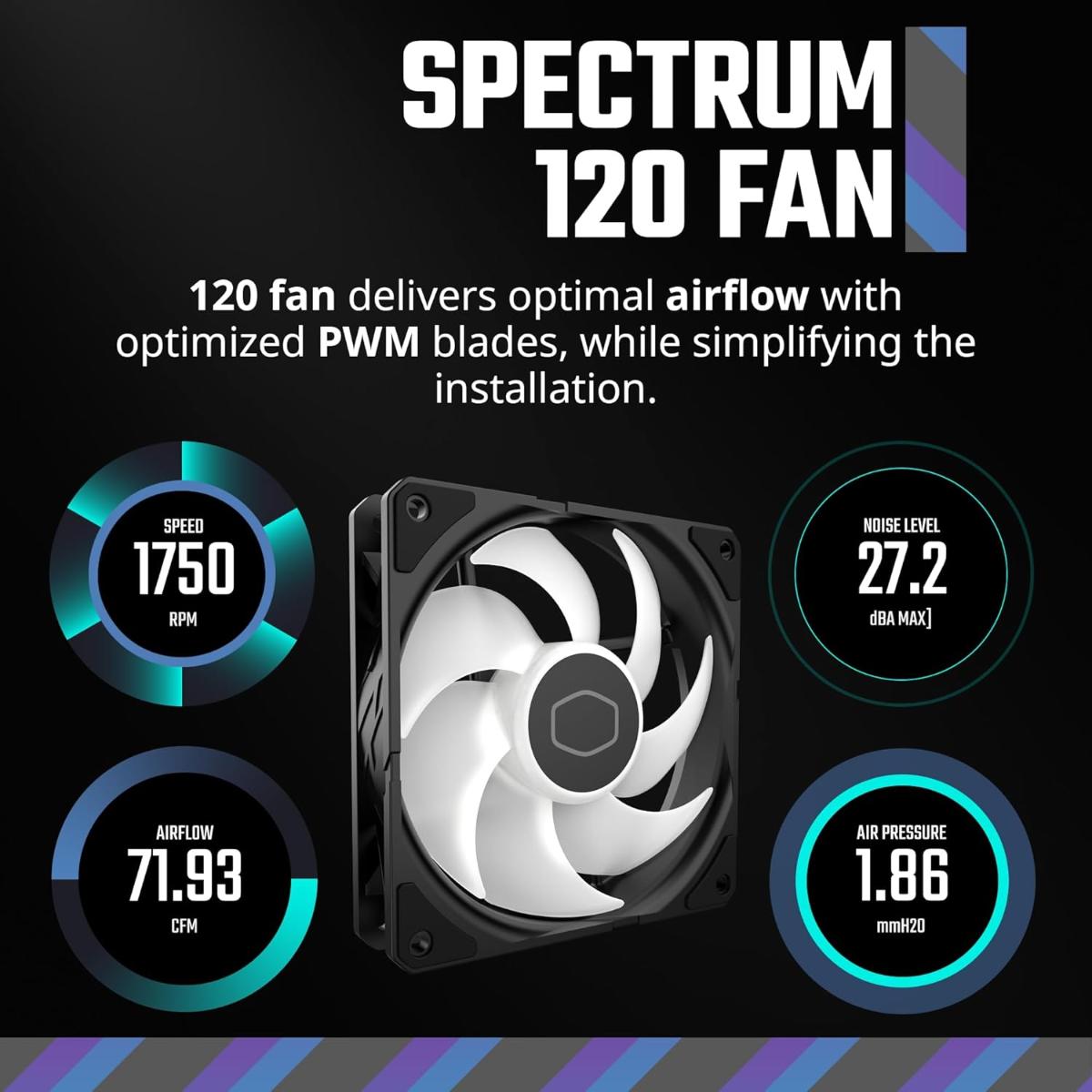 Cooler Master Hyper 620S Dual Tower CPU Air Cooler, ARGB Sync, 120mm PWM Fan, 6 Copper Direct Contact Heat Pipes, 154.9mm Tall Silver
