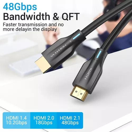 VENTION Cotton Braided 8K HDMI Cable 3M Black Model