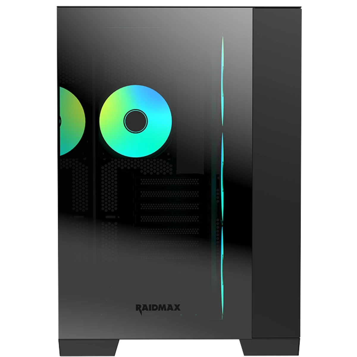 Raidmax Infinita Series i610CBF Chrome Dual Chamber ATX 2 Side Tempered Glass Support Back Conect Design 4x 120mm ARGB Fan Preinstalled Supports Up to 400mm GPU & USB C - Black