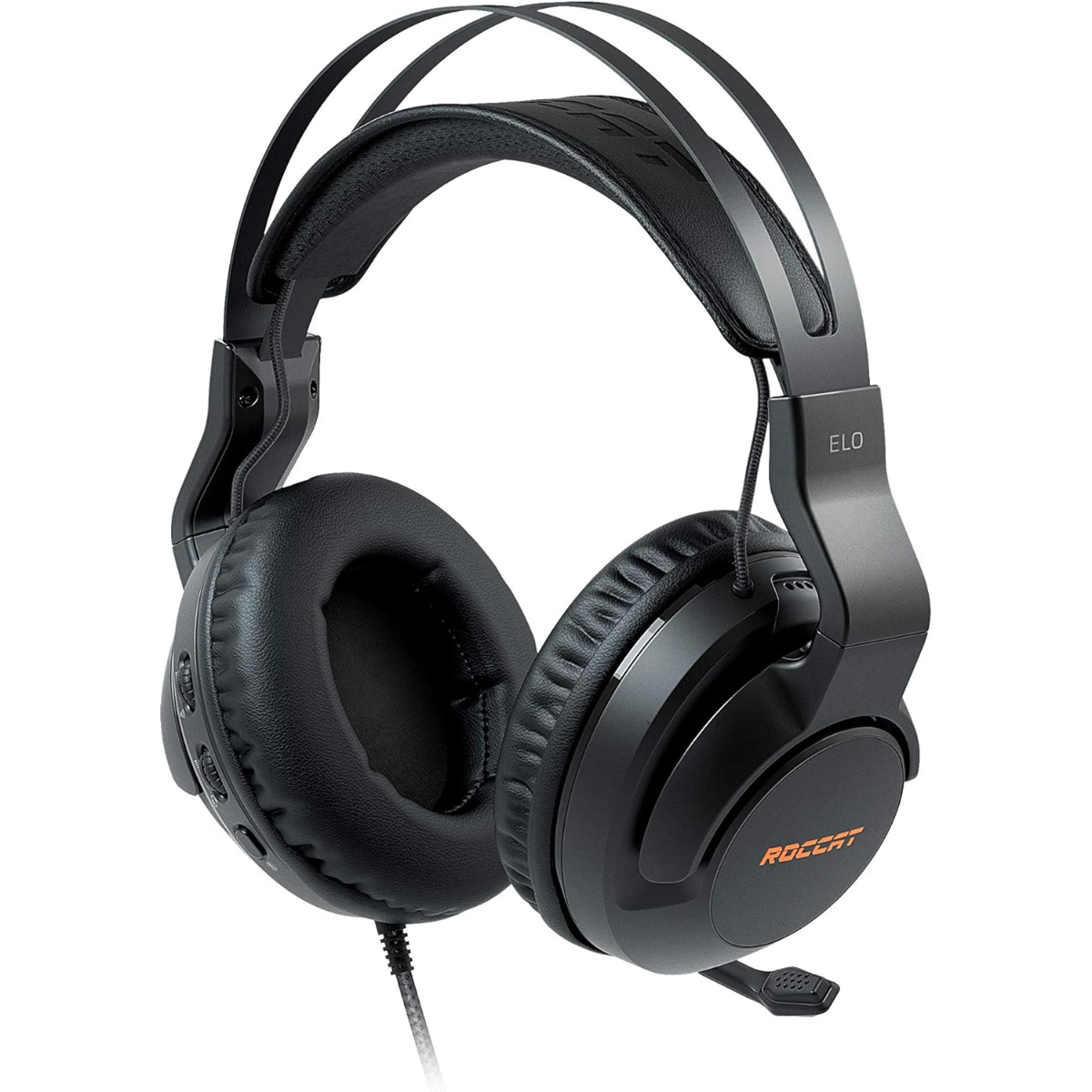 ROCCAT Elo 7.1 USB PC Gaming Headset, Surround Sound with AIMO RGB Lighting, Wired Computer Headphones, Detachable Noise Cancelling Microphone, Lightweight, 50mm Drivers - Black