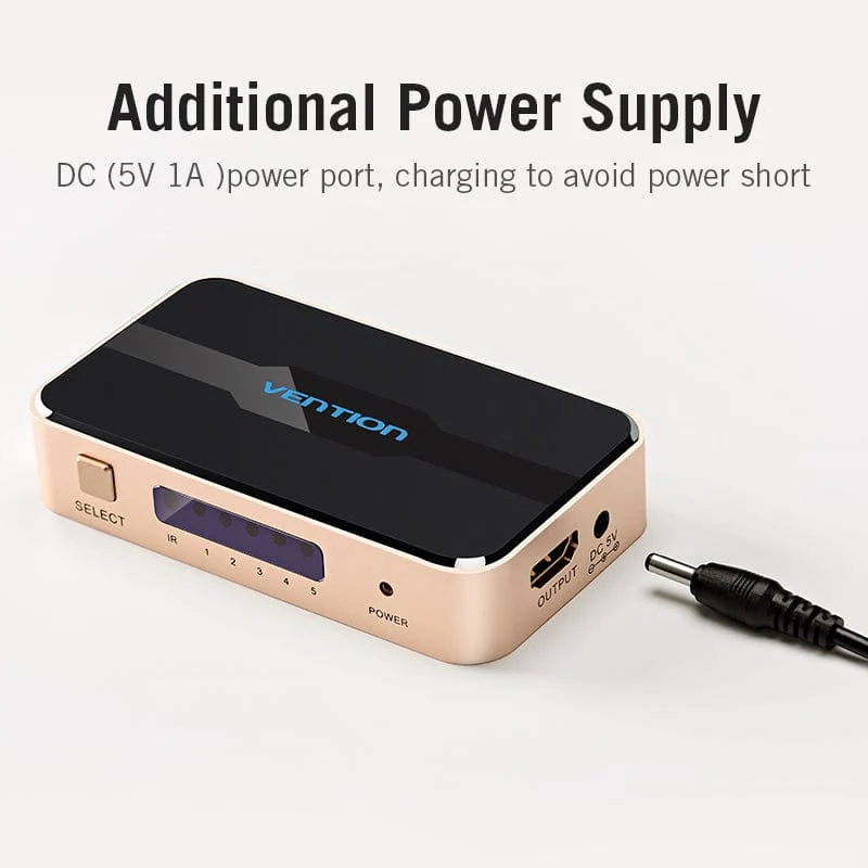 Vention 5 In 1 Out HDMI Switcher with Remote for laptop PS3/4 Monitor Projector HDTV
