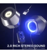 Redragon GS590 Kaidas RGB Desktop Speakers w/BT 5.0/AUX/USB Mode Compact Size Back Ambient RGB Backlight & Control Box USB Powered - Image 6
