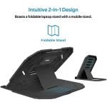 Promate ProCooler-1 2-In-1 Foldable Laptop & Smartphone Riser Stand with 360 Degree Rotatable Base Multi-Angle Adjustable Height & Anti-Slip Grip - Image 3