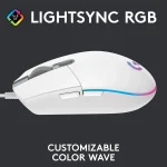 Logitech G102 Light Sync Gaming Customizable RGB Lighting 6 Programmable Buttons Gaming Grade Sensor 8,000dpi Tracking Light Weight - White - Image 2