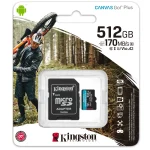 Kingston 512GB microSDXC Canvas Go Plus 170MB/s Read UHS-I C10 U3, V30 Memory Card