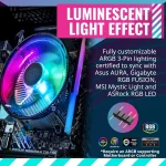 Cooler Master i70C LGA1700 ARGB Intel Low-Profile CPU Air Cooler Anodized Black Aluminum Fins Copper Insert Base 95W TDP 120mm ARGB 3-Pin Fan - Image 3