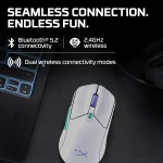 HyperX Pulsefire Haste 2 Core Wireless & Bluetooth Lightweight 59G Long Battery Life Up to 100 hours Long Battery Life Custom Core Sensor - White - Image 3