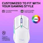 HyperX Pulsefire Haste 2 Core Wireless & Bluetooth Lightweight 59G Long Battery Life Up to 100 hours Long Battery Life Custom Core Sensor - White - Image 5