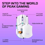 HyperX Pulsefire Haste 2 Core Wireless & Bluetooth Lightweight 59G Long Battery Life Up to 100 hours Long Battery Life Custom Core Sensor - White - Image 9
