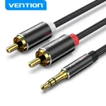 Vention Cotton Braided 3.5mm Male to 2RCA Male Audio Cable Blue Aluminum Alloy Type 1.5M - Image 2