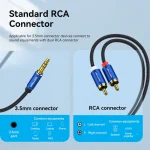 Vention Cotton Braided 3.5mm Male to 2RCA Male Audio Cable Blue Aluminum Alloy Type 1.5M - Image 7