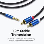 Vention Cotton Braided 3.5mm Male to 2RCA Male Audio Cable Blue Aluminum Alloy Type 1.5M - Image 5