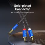 Vention Cotton Braided 3.5mm Male to 2RCA Male Audio Cable Blue Aluminum Alloy Type 1.5M - Image 9