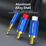 Vention Cotton Braided 3.5mm Male to 2RCA Male Audio Cable Blue Aluminum Alloy Type 1.5M - Image 8