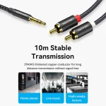Vention Cotton Braided 3.5mm Male to 2RCA Male Audio Cable Blue Aluminum Alloy Type 1.5M - Image 14