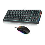 E-YOOSO Mechanical Keyboard ,Mouse,Pad Z-737 Wired Clicky Keyboard and Mouse,RGB Sidelight, 87 Keys Gaming Keyboard-Black Kit