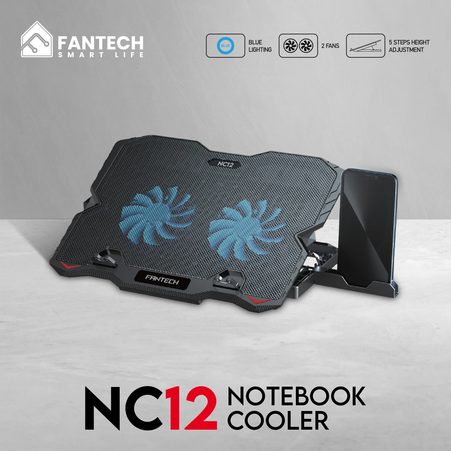 LG	Fantech NoteBook Cooler NC12 Two Fan Suitable For 9-15.6 Inch Laptop |	NC12	|