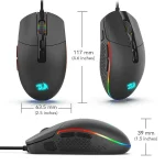 Redragon M719 INVADER Wired Optical Gaming Mouse, 7 Programmable Buttons, RGB Backlit, 10,000 DPI, Ergonomic PC Computer Gaming Mice with Fire Button - Black - Image 4