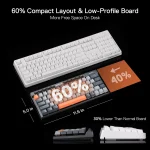 Redragon K634GG 65% RGB Wireless Gaming Keyboard, BT/2.4Ghz/Wired Tri-Mode, 63 Keys Hot-Swap Mechanical Keyboard w/Aluminum Cover Board, Dedicated Macro + Arrow Keys, Media Control & Linear Red Switch - Image 6
