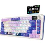 Redragon Wireless Mechanical Keyboard, Gasket RGB Gaming Keyboard with 81 Programmable Custom Keys, 3-Modes Anime Wireless Keyboard with Hot-Swap Pre-Lubed Leopard L Switch, Screen & Knob, K708AK