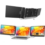 V2COM S2 14" IPS Full HD Triple Screen Extender Portable Monitor for Laptops 13-17.3" with HDMI/USB-A/Type-C Port Built In Speakers