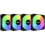 Raidmax X-Air 4IN1 ARGB 120mm 1200 RPM Dynamic Hydraulic Bearing Fan 5V 3pin (4-Pack) , Black