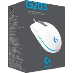 Logitech G203 Wired Gaming Mouse, 8,000 DPI, Rainbow Optical Effect LIGHTSYNC RGB, 6 Programmable Buttons, On-Board Memory, Screen Mapping, PC/Mac Computer and Laptop Compatible - White