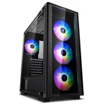 DeepCool MATREXX 50 Tempered Glass Side & Front Panel Gaming Case w/ 4x ARGB Fan - Black