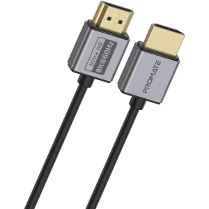 Promate PrimeLink8K-150 HDMI 2.1 Cable 1.5m Slim 48Gbps Bandwidth 8K@60Hz UHD Dynamic HDR eARC Wire - Black