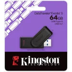 Kingston DataTraveler Exodia S USB Stick - 64GB - USB 3.2 Gen 1 - USB Type A - Black/Black